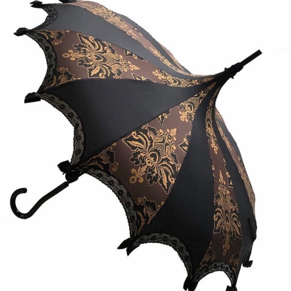 COPY - UMBRELLA Brown and Gold Damask